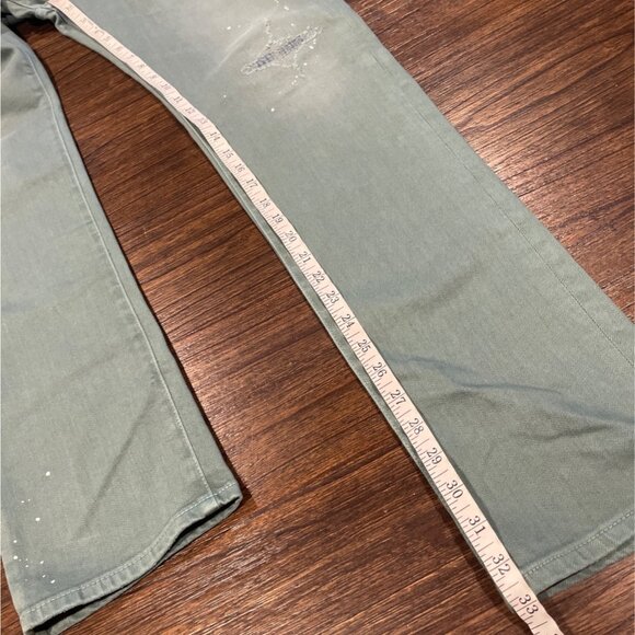 AG-ED Denim 32x33 Tellis Modern Slim Jean Green Distressed Adriano Goldschmied - Picture 8 of 9